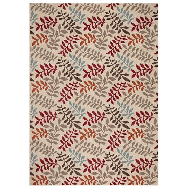 Concord Global Trading Chester Leafs Ivory 3 ft. x 4 ft. Area Rug
