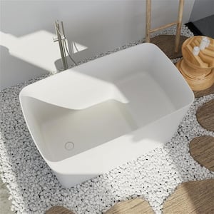 49 in. x 28 in. Acrylic Freestanding Soaking Bathtub Square-Shape Japanese Soaking Tub in Glossy White
