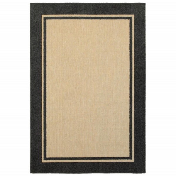 HomeRoots Bernadette Sand 6 ft. x 9 ft. Unthemed Woven Border Polypropylene Rectangle Area Rug