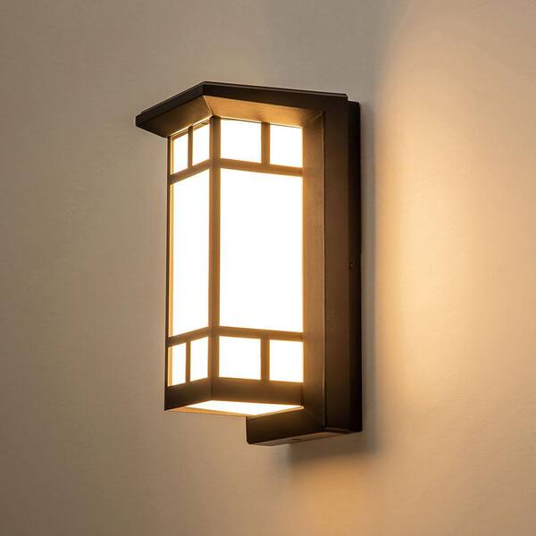 EDISLIVE Gillingham Black Integrated LED Wall Lantern Sconce with Frosted Glass