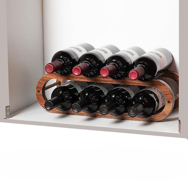 Wudkey 2-Tier Acacia Wood 2-in-1 Adjustable Wine Rack and Water