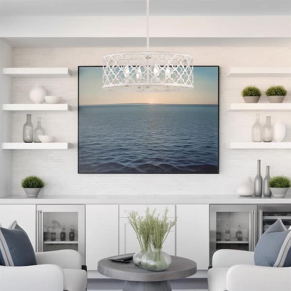 Hunter Langwood 4-Light Matte White Transitional Led Bare Bulb Chandelier