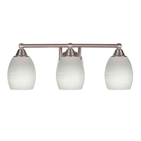 Madison 7.5 in. 3-Light Bath Bar, Brushed Nickel, White Linen Glass Vanity Light