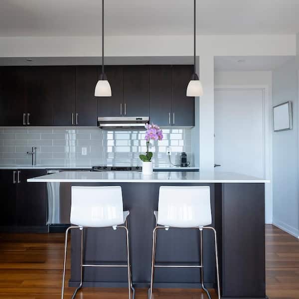 Designers Fountain - Torino 60-Watt 1-Light Oil Rubbed Bronze Transitional Mini Pendant Light with Alabaster Glass Shade, No Bulbs Included