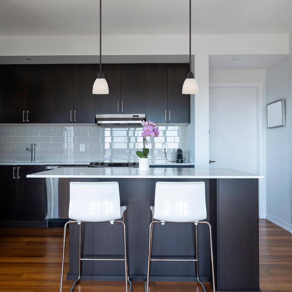 Torino Mini Pendant in Oil Rubbed Bronze with Alabaster Glass Shade