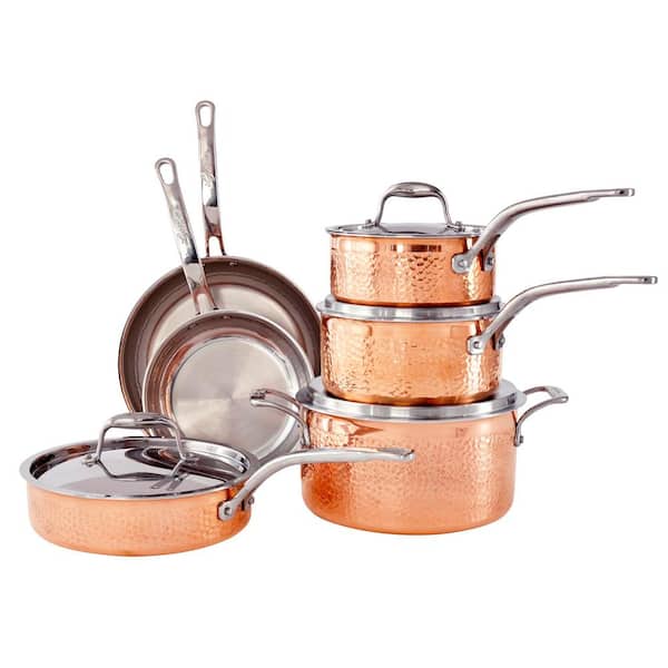 glemme orkester stå på række Lagostina Martellata 10-Piece Copper Cookware Set in Copper-Q554SA64 - The  Home Depot