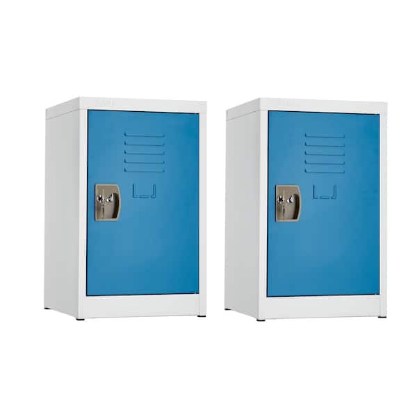 AdirOffice 629-Series Blue 24 in. H 1-Tier Steel Storage Locker Free Standing Cabinets for Home, School, Gym, Set of 2