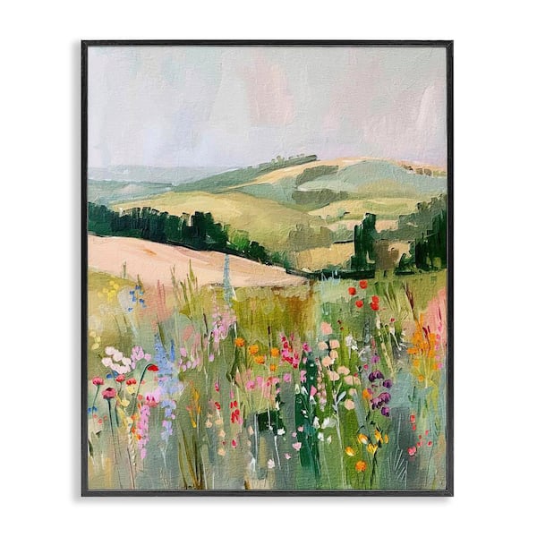 Pastel Countryside Meadows by RileyB Black Framed Nature Giclee Art Print 20 in. x 16 in.
