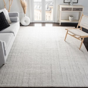 Abstract Light Gray 10 ft. x 10 ft. Striped Square Area Rug