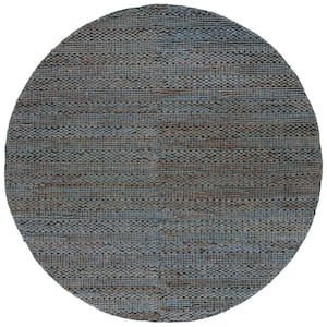 Natural Fiber Gray Doormat 3 ft. x 3 ft. Solid Color Round Area Rug