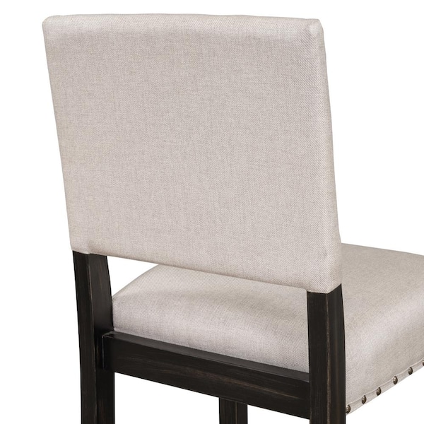 GOJANE Espresso Soft Fabric Dining Chairs with Seat Cushions and