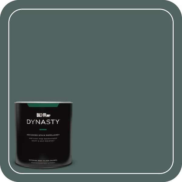 BEHR DYNASTY 1 qt. #S430-7 Blue Fir One-Coat Hide Semi-Gloss Enamel Interior Stain-Blocking Paint and Primer