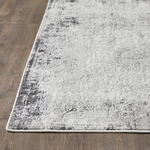 Aysal Athna Gray 9 ft. 10 in. x 12 ft. 10 in. Geometric Polypropylene Indoor Area Rug