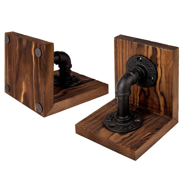 Unbranded Rustic Brown Realistic Industrial Pipe Design Metal Bookend