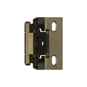 Burnished Brass 1/2 in (13 mm) Overlay Self Closing, Full Wrap Cabinet Hinge (2-Pack)