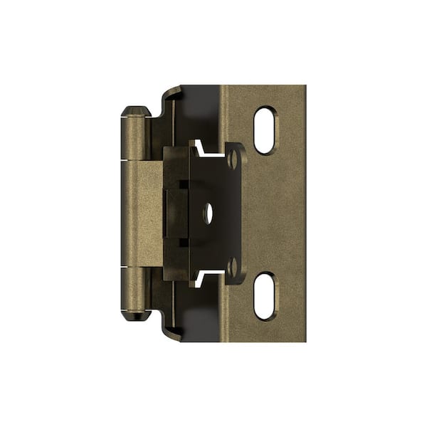 Amerock Burnished Brass 1/2 in (13 mm) Overlay Self Closing, Full Wrap Cabinet Hinge (2-Pack)