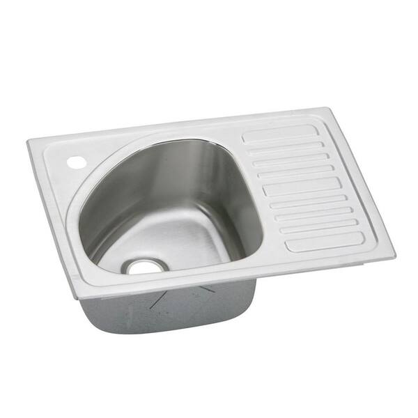 Elkay Gourmet Drop-in Stainless Steel 21 x 15 x 6-1/2 in. 1-Hole Bar Single Bowl Kitchen Sink with Drainboard-DISCONTINUED