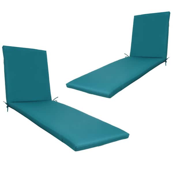 Zeus & Ruta 24 in. x 75 in. Outdoor Replacement Lounge Chair Cushion in Blue (2-Pack)