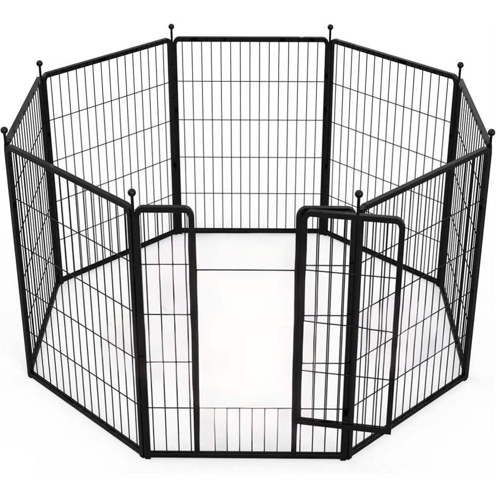 Dog Playpen, 40 in. H 8 Panels Fence Indoor Outdoor Heavy-Duty Metal Foldab