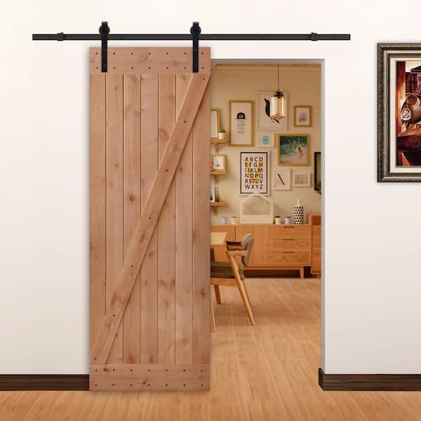 30 in. x 84 in. Ready-to-Assemble Z-Brace Hardwood Knotty Alder Interior Barn Door Slab