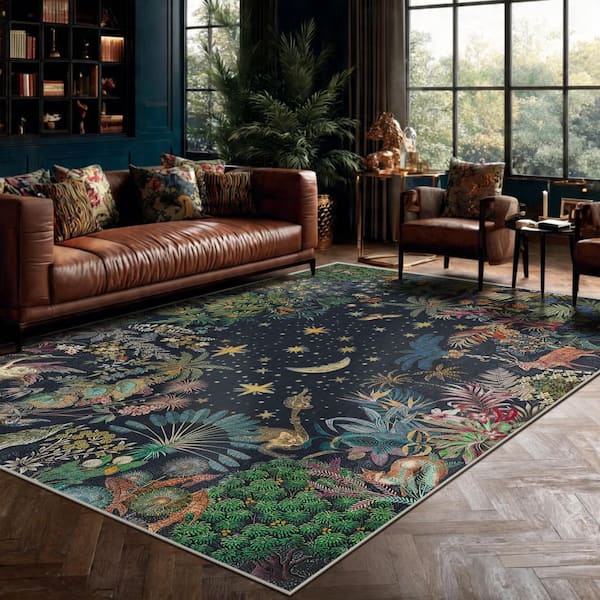 Bohemian 8 ft. x 10 ft. Distressed Black Soft Area Rug