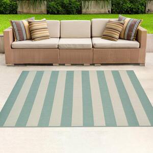 Afuera Yacht Club Sea Mist-Ivory 2 ft. x 4 ft. Indoor/Outdoor Area Rug