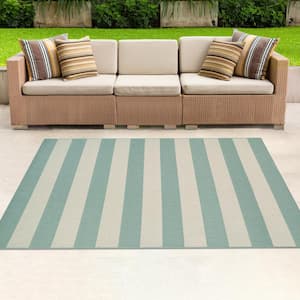Afuera Yacht Club Sea Mist-Ivory 5 ft. x 8 ft. Indoor/Outdoor Area Rug