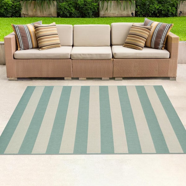 Afuera Yacht Club Sea Mist-Ivory 4 ft. x 6 ft. Indoor/Outdoor Area Rug