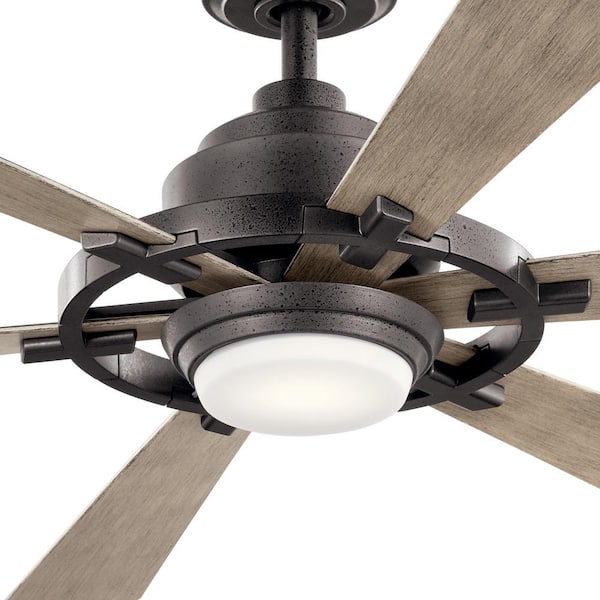 Kichler Iras 52 In Integrated Led Indoor Outdoor Anvil Iron Downrod Mount Ceiling Fan With Light And Switch 300241avi - Kichler Rustic Ceiling Fans With Lights