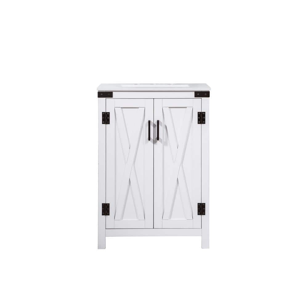 Timeless Home 24 in. W x 19 in. D x 34 in. H Bath Vanity in White with Ivor