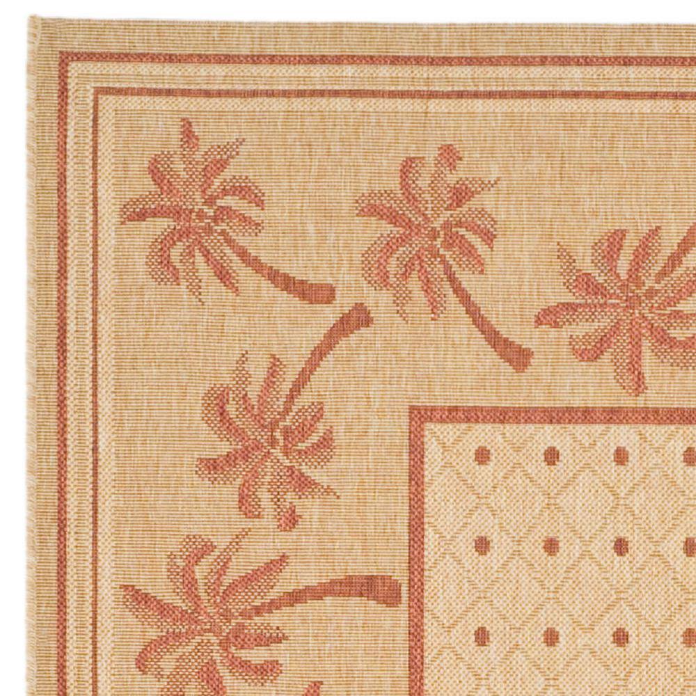 Ivory and Rust Floral Rectangular Synthetic Area Rug