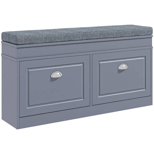 Lycvki 41 in. W x 9.5 in. D x 21.75 in. H Gray Linen Cabinet with Cushion, 2 Drawers, Adjustable Shelf