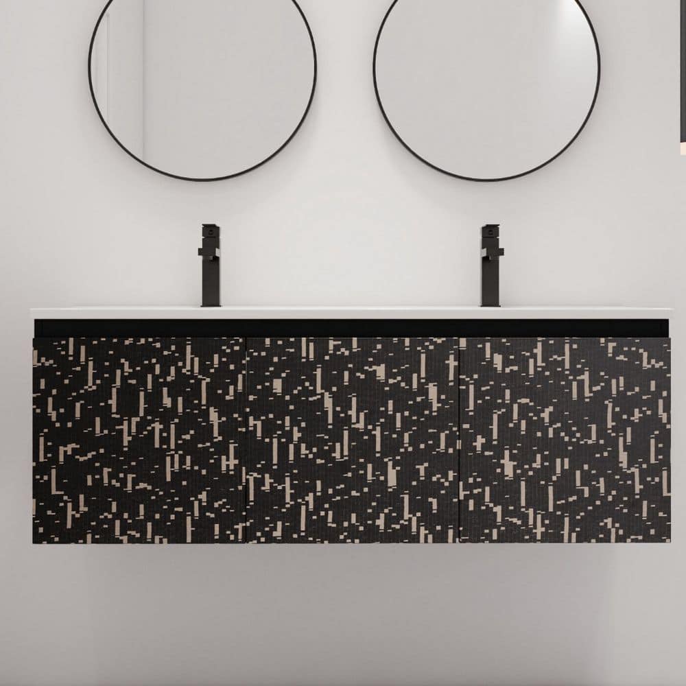 47.6 in. W x 18.3 in. D x 17.3 in. H Wall Mounted Bath Vanity in Black with