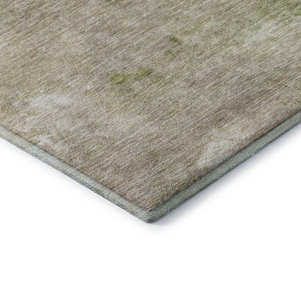 Mayfield Premium Machine Washable Abstract AMF1138 Olive 10 ft. x 14 ft. Area Rug