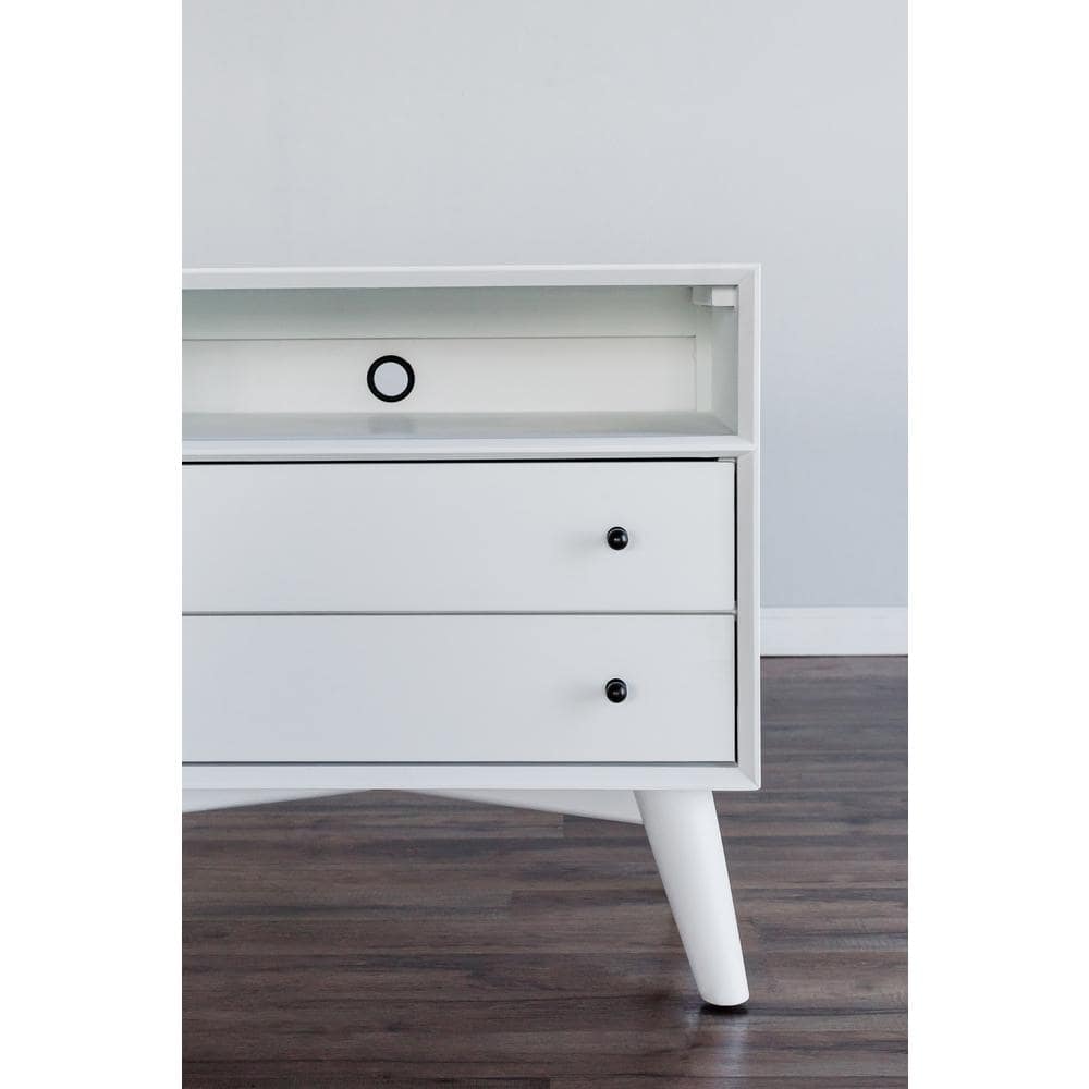 Gray Transitional 28" Mid-Century Modern 2-Drawer Nightstand