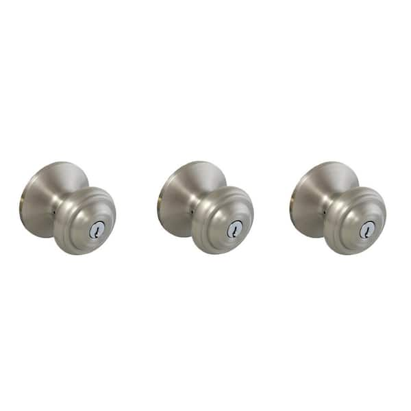 Defiant Madrid Satin Nickel Entry Keyed Door Knob (3-Pack)