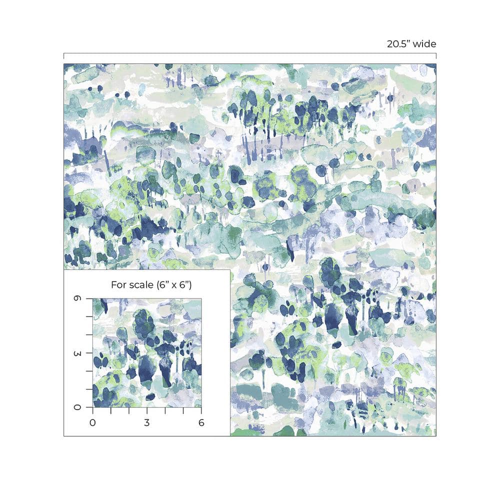Seaglass Blue Abstract Watercolor Peel and Stick Wallpaper