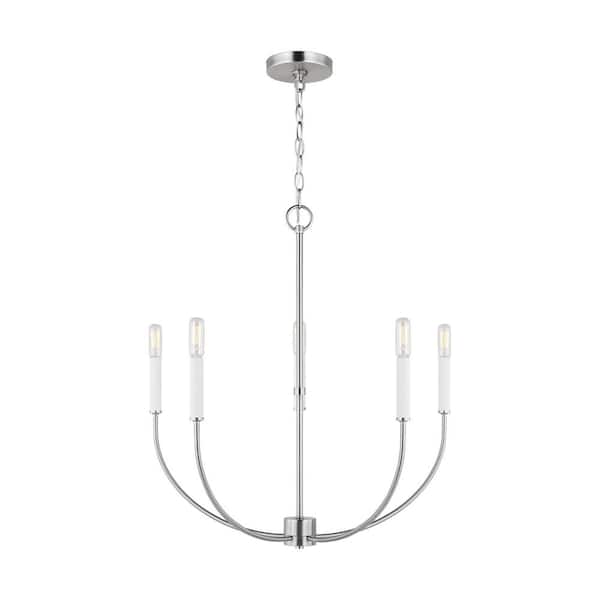 Bavis 5-Light Modern Farmhouse Brushed Nickel Dimmable Chandelier
