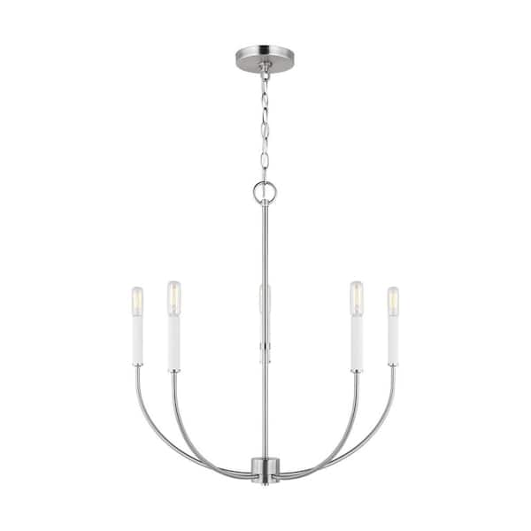 TIELLA Bavis 5-Light Modern Farmhouse Brushed Nickel Dimmable Chandelier