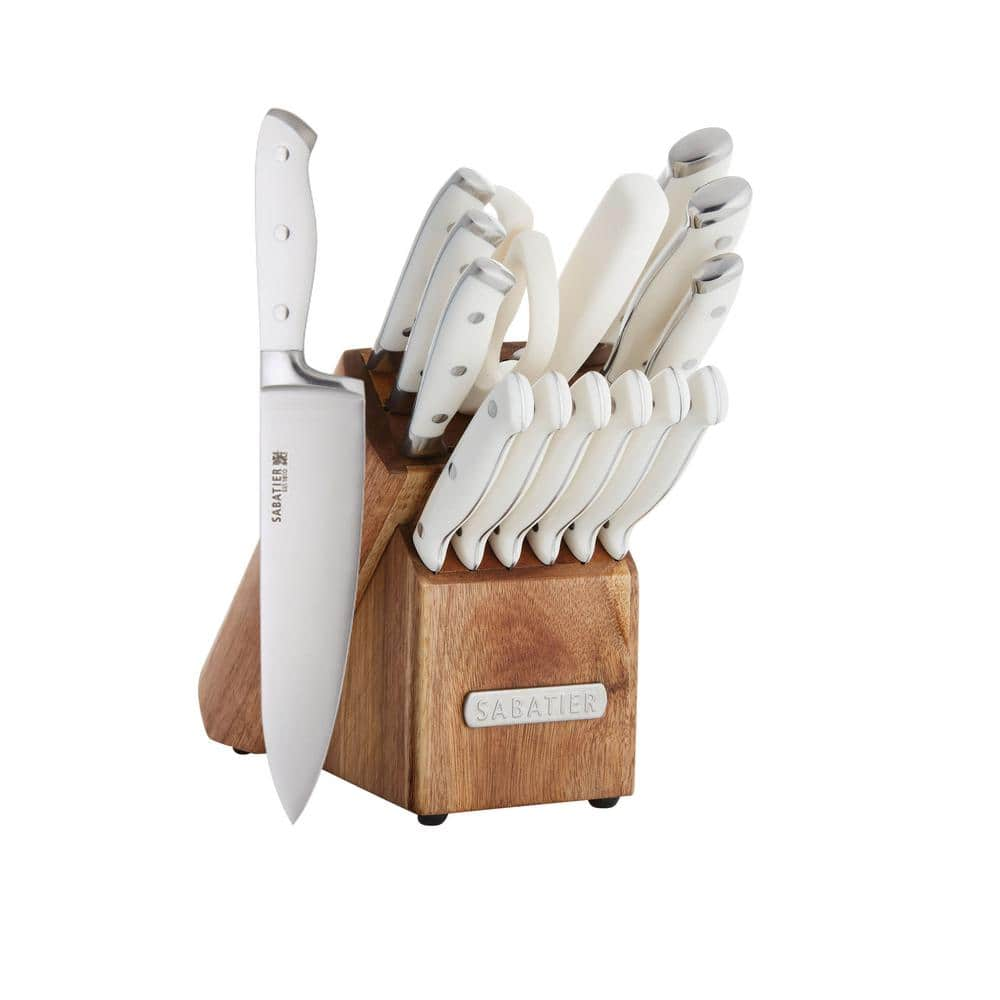 Sabatier 15-Piece Stainless Steel Knife Block Set with Acacia Wood ...