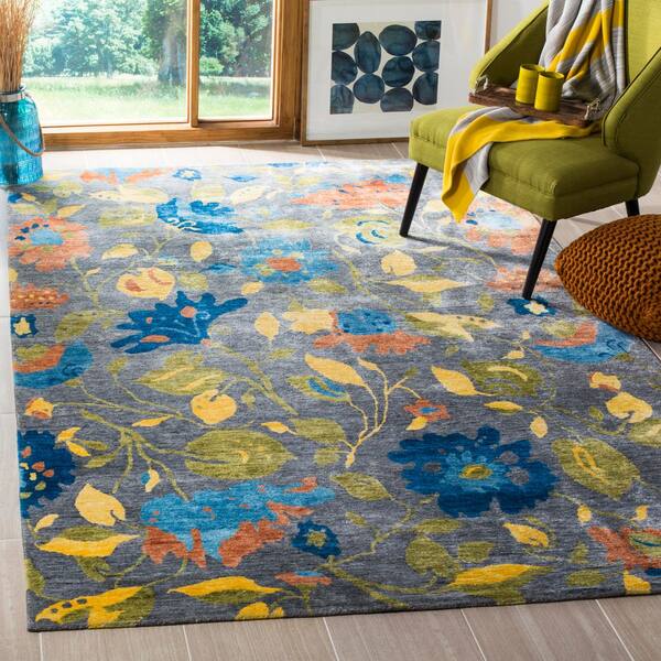 Tibetan 6 x 9 Blue/Multi Floral Area Rug