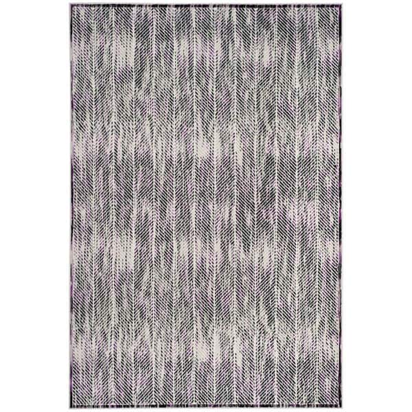 Skyler Gray/Purple 8 ft. x 10 ft. Border Area Rug