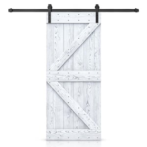 22 in. x 84 in. K-Bar Ready to Hang Wire Brushed White Thermally Modified Solid Wood Sliding Barn Door with Hardware Kit
