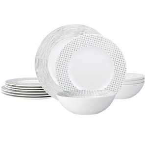 Green Hammock 12-Piece Rim (Green) Porcelain Dinnerware Set, Service for 4