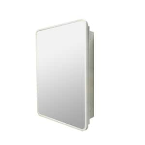24 in. W x 32 in. H Rounded Rectangular White Iron and Aluminum Recessed/Surface Mount Medicine Cabinet with Mirror