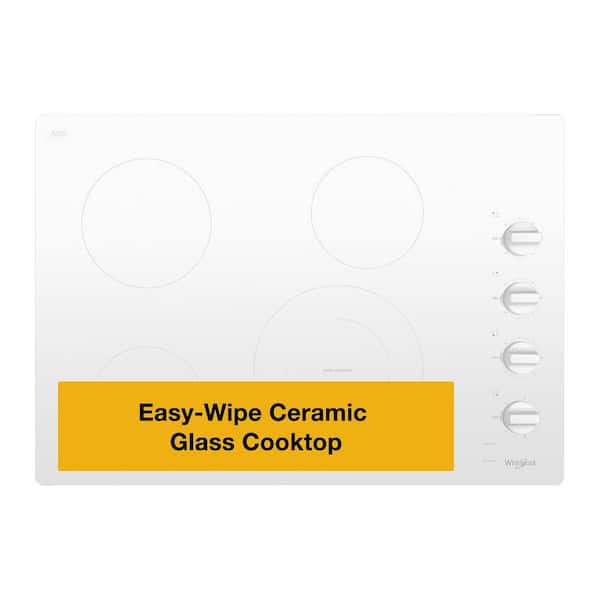 30 in. Radiant Electric Ceramic Glass Cooktop in White with 4 Burner Elements including a Dual Radiant Element