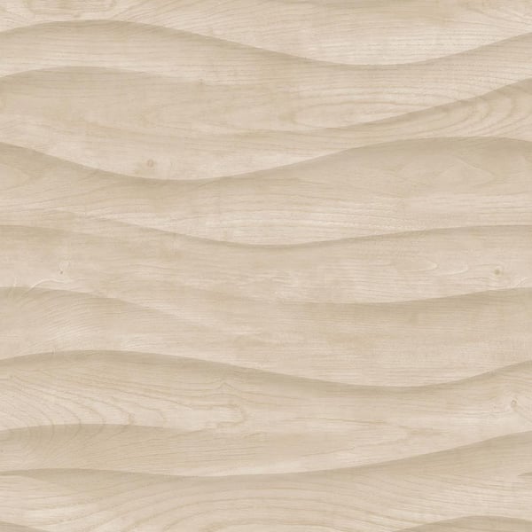 Natural Drift Wavy Wood Structure Beige Wallpaper