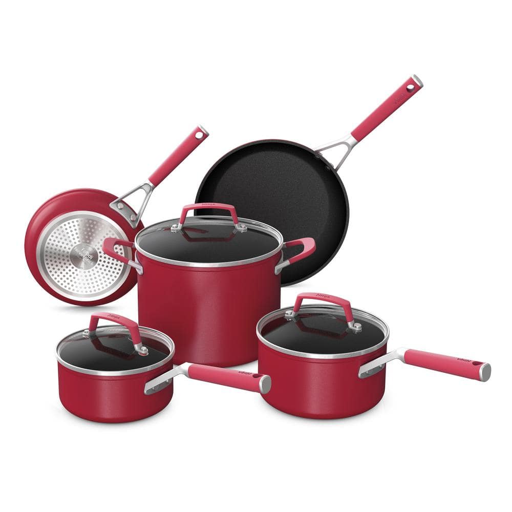 Candy Apple Red Tri-Ply Stainless Steel 8-Piece Cookware Set KC2SS08PC