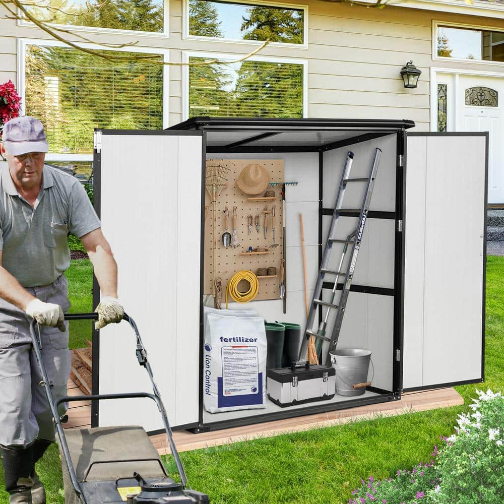 5x3FT Black and White Vinyl Outdoor Storage Shed