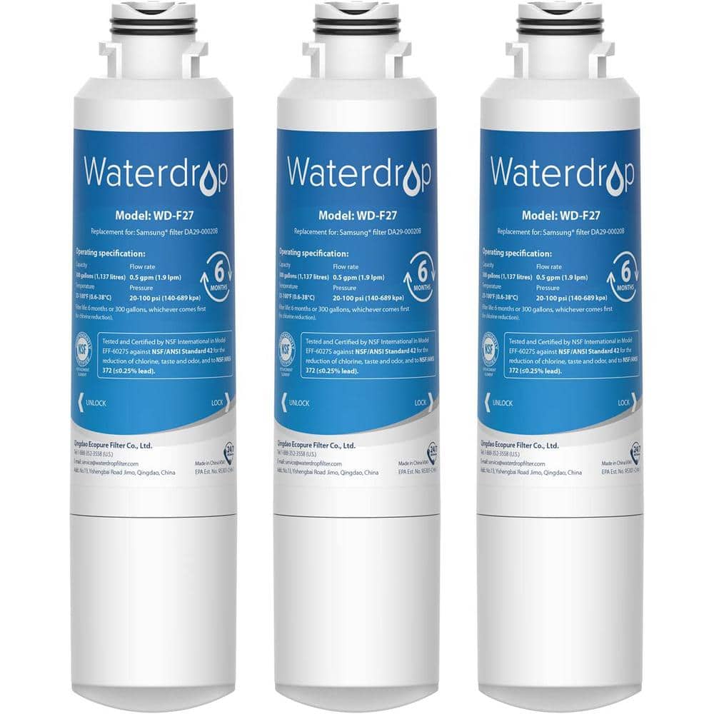 Waterdrop NSF 42 Certified DA29-00020B Refrigerator Water Filter, Replacement for Samsung HAF-CIN/EXP, DA29-00020A/B, Pack of 3 -  42-WD-F27-3
